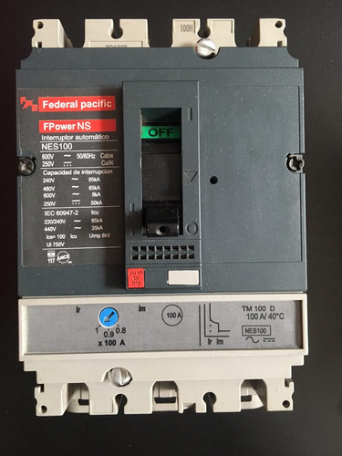 Interruptor Termomagnetico 100a  Federal Pacific Nes36100tm