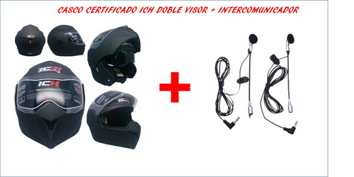 Casco Doble Visor Certificado Ich + Intercomunicador