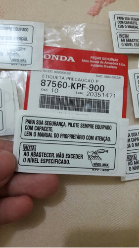 Adesivo Precaução Original Tanque Honda Frete  Grátis