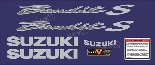 Kit Jogo Faixa Emblema Adesivo Suzuki Bandit 600s 2003 Azul