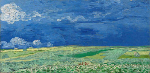 Lienzo Tela Vincent Van Gogh Campo De Maiz Tormenta 45 X 90