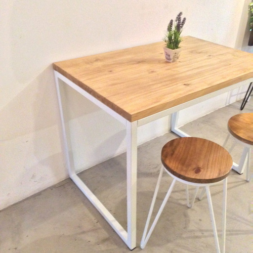 Mesa Escritorio Estilo Minimalista Hierro Y Madera