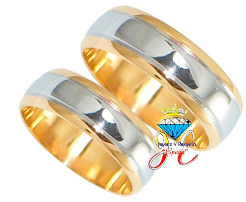 Aros De Matrimonio Oro Amarillo Y Blanco De 18k Mod 21