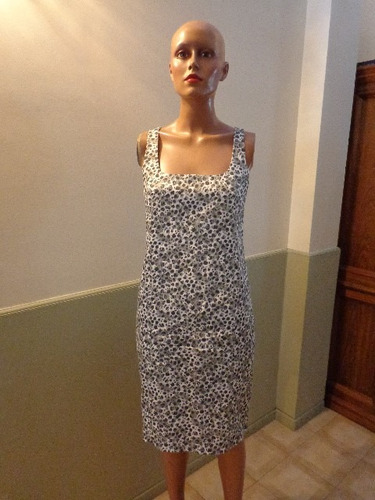 Graciela Naun Vestido Color Gris/blanco Y Negro Talle S