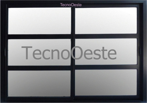 Ventana Aluminio Negro Vidrio Repartido Horizontal 200x110