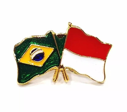 Bótom Pim Broche Bandeira Brasil X Mônaco Folheado A Ouro