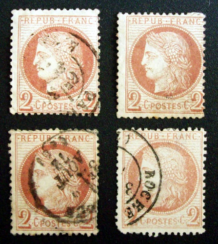 Francia - Lote 4 Sellos Ceres Yv. 51 Usados P-estudio L1789