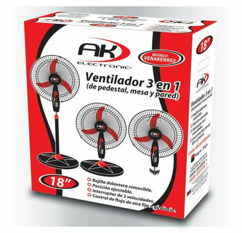 Ventilador Ak Electronic 3 En 1 Mesa Pedestal Pared