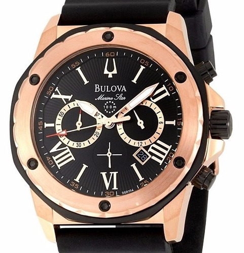 Imagen 1 de 6 de Reloj Bulova Hombre Marine Star Crono 98b104 Dorado Rosé 