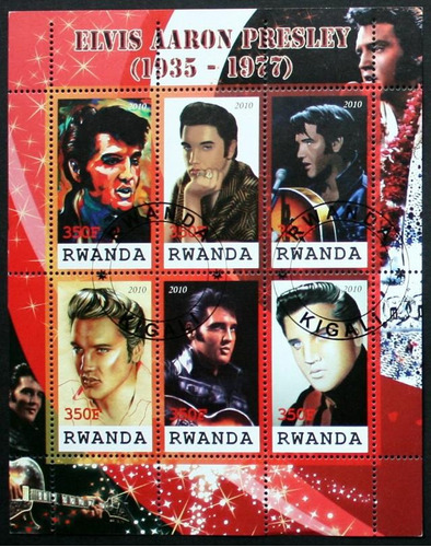 Ruanda * 1 Bloque * Elvis Presley * 6 Estampillas *