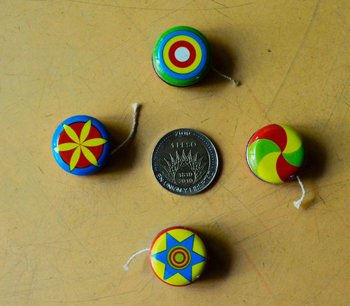 Lote 4 Mini Retro Yo-yos Japón Chapa Sin Uso