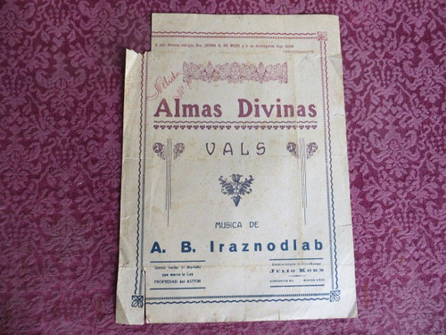 Almas Divinas, Vals A. B. Iraznodlab Partitura