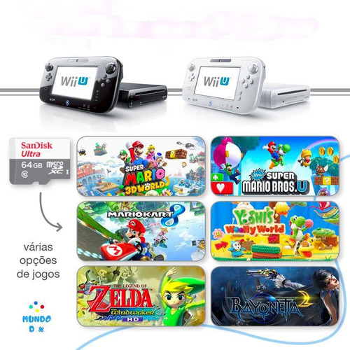 Nintendo Wii U Loadiine + Sandisk 64gb + Controle Pro Preto