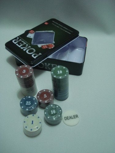 Kit Poker Profissional Super Luxo Em Lata Com 100 Fichas