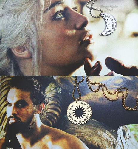 Imagem 3 de 3 de Colares Game Of Thrones Casal Daenerys & Khal Drogo Dourado