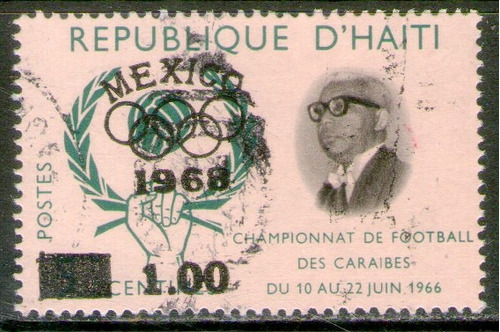 Haití Sello Revalorizado Fútbol Y Olimpíadas México 1968