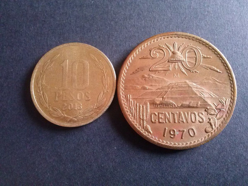 Moneda México 20 Centavos 1970 Cobre (c34)