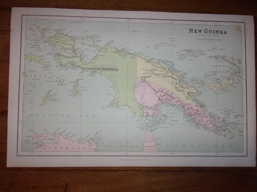 Mapa Original Nueva Guinea Publicado En Londres En 1896