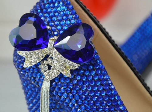 Imagem 5 de 6 de Sapato Azul Strass Cristal Festas Balada Noiva Salto 11 Cm