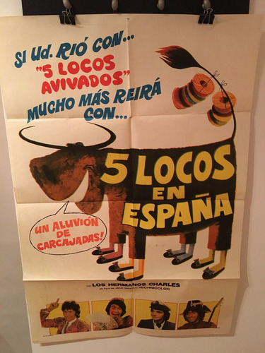 Afiche De Cine Original Original - Cinco Locos En España