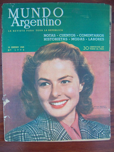 Mundo Argentino 1773 10/1/45 Ingrid Bergman Si Panelo