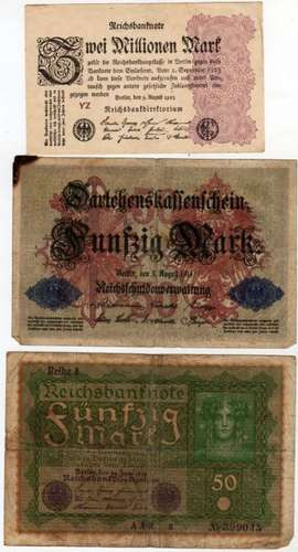 Lote De 6 Billetes De Alemania Entre Los Años 1910 Y 1923!!