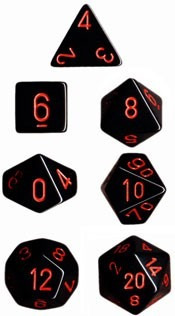 Conjunto Chessex De 7 Dados Lisos Pretos Rpg D&d