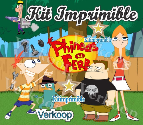 Kit Imprimible Phineas And Ferb + Candy Bar Souvenirs Fiesta