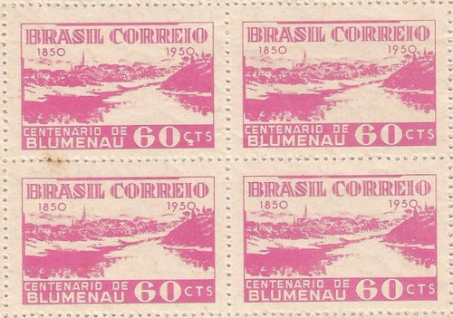 Quadra Selos Brasil 1950 C-256 Centenário De Blumenau Sc