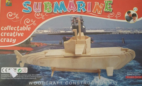 Puzzle De Madera 3d - Submarino - Para Armar