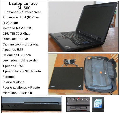 Laptop Lenovo Sl 500. Pantalla 15,4
