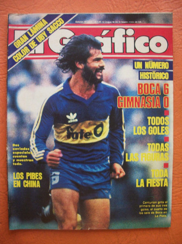 El Grafico 3434 30/7/1985 Boca - Lamina Central Uby Sacco