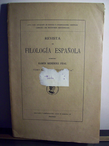 Adp Revista De Filologia Española Tomo Xiv - 1927 Pidal M.