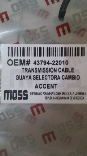 Guaya Selectora De Cambio De Hyundai Excel 1,3-1.5 Accent