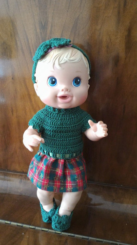 Roupinha Para Baby Alive De Crochê Verde Vermelha Para Natal