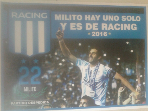 Afiche Por La Despedida De Milito Del Racing Club