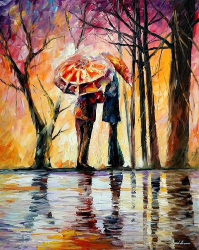 Leonid Afremov Foto Poster 56x70cm Obra Encontro Na Chuva