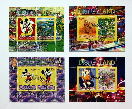 Malawi * 4 Bloques * Disneylandia Mickey Mouse Pluto Donald