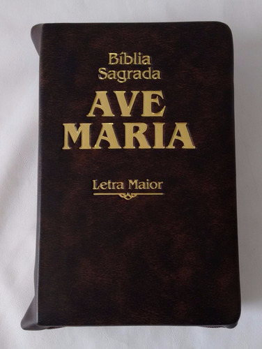 Bíblia Sagrada Ave Maria Letra Maior Marrom Com Zíper | Frete grátis