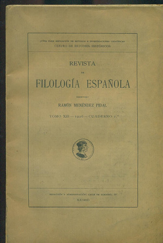 Revista De Filología Española. Tomo Xiii. Cuaderno I.o