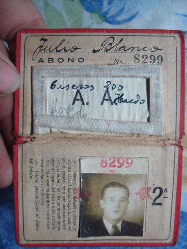 Antiguo Carnet Ferrocarril Julio Blanco