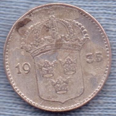 Suecia 10 Ore 1935 Plata * Gustaf V *