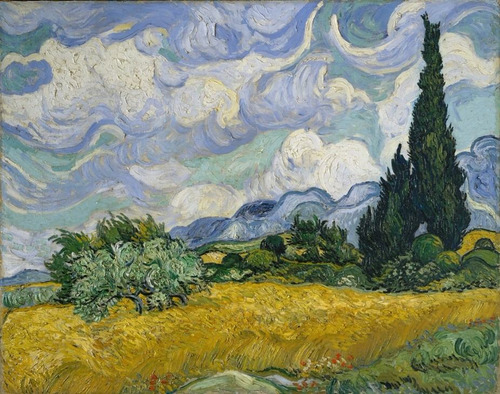 Van Gogh Foto Gravura 65cmx80cm Wheat Field With Cypresses