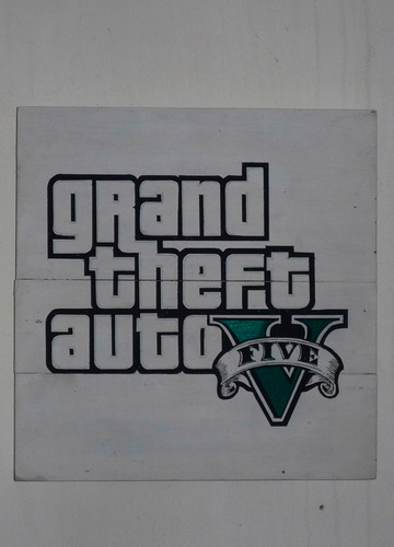 Letrero Vintage En Madera Aviso Grand Theft Auto V