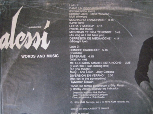 Alessi Brothers -words And Music- Lp Vinilo Laferrere-ba