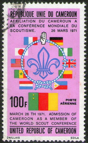 Camerún Sello Aéreo Usado Conferencia Mundial Scouts 1973 