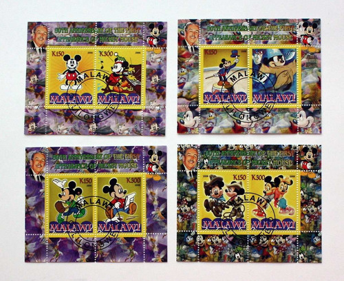 Malawi * 4 Bloques * Disneylandia Mickey Mouse Pluto Donald