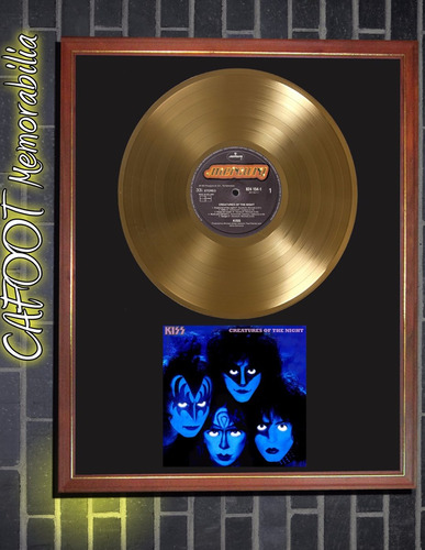 Kiss Creature Of The Night Disco Oro Y Tapa Enmarcados