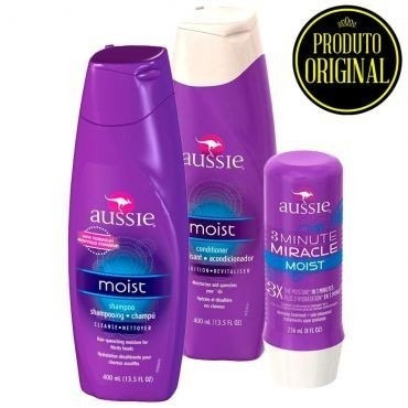 Kit Aussie Shampoo + Condicionador+ Moist Milagre 3 Minutos