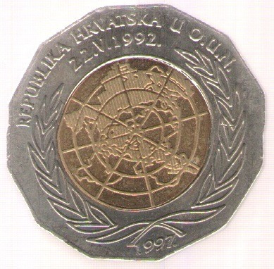 Croacia 25 Kuna 1997 Moneda Bimetalica Sin Circular